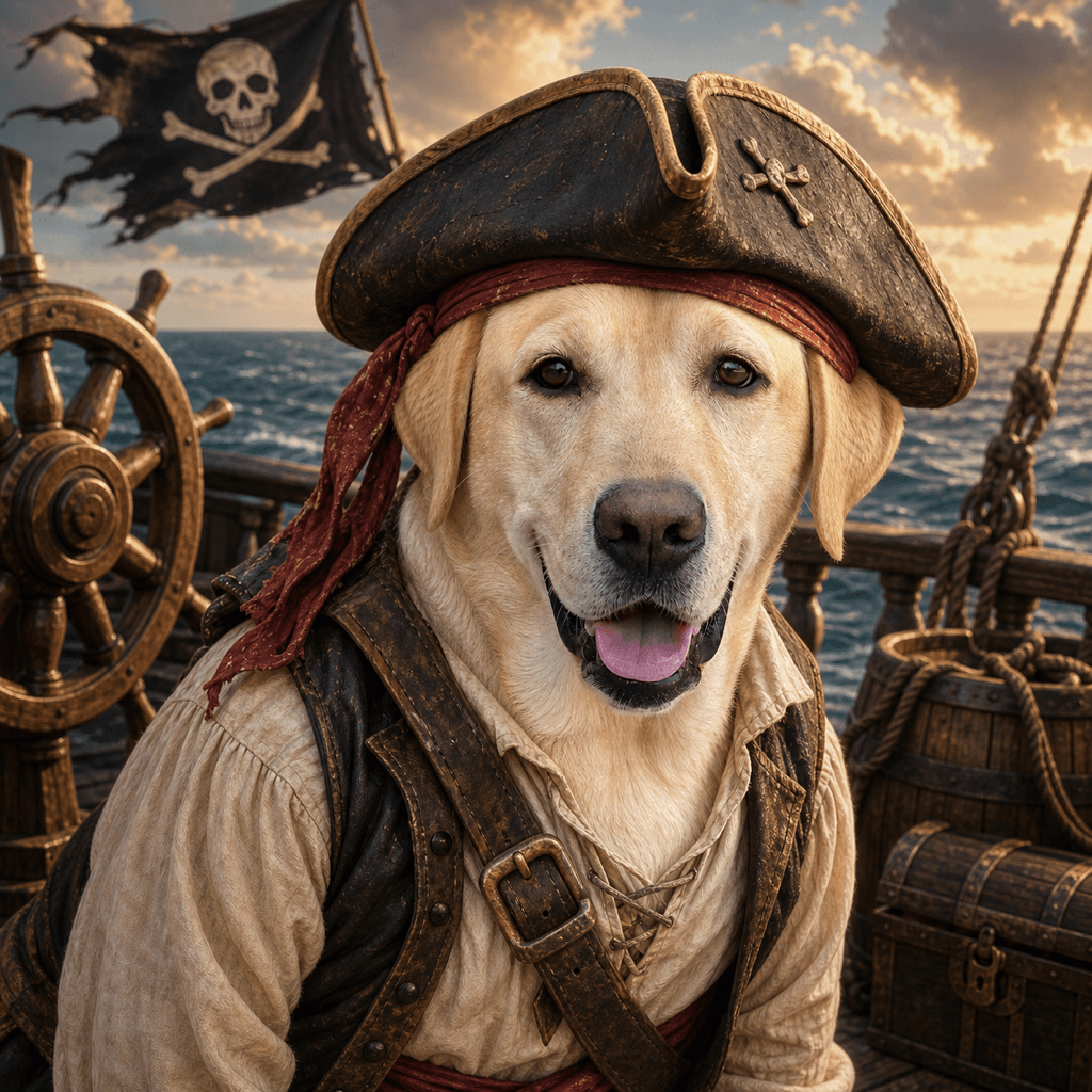 Pirate custom pet portrait example
