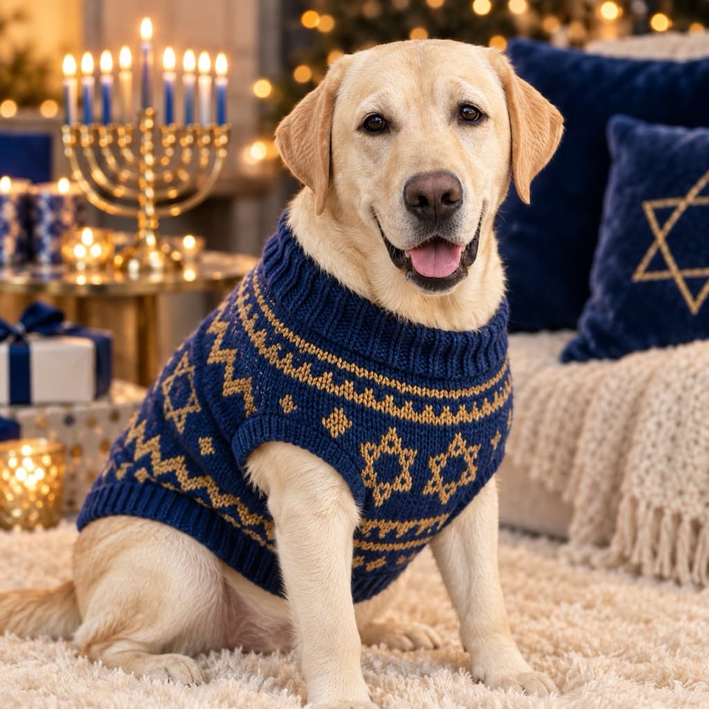 Cozy Blue & Gold pose option for Festival of Lights wall art