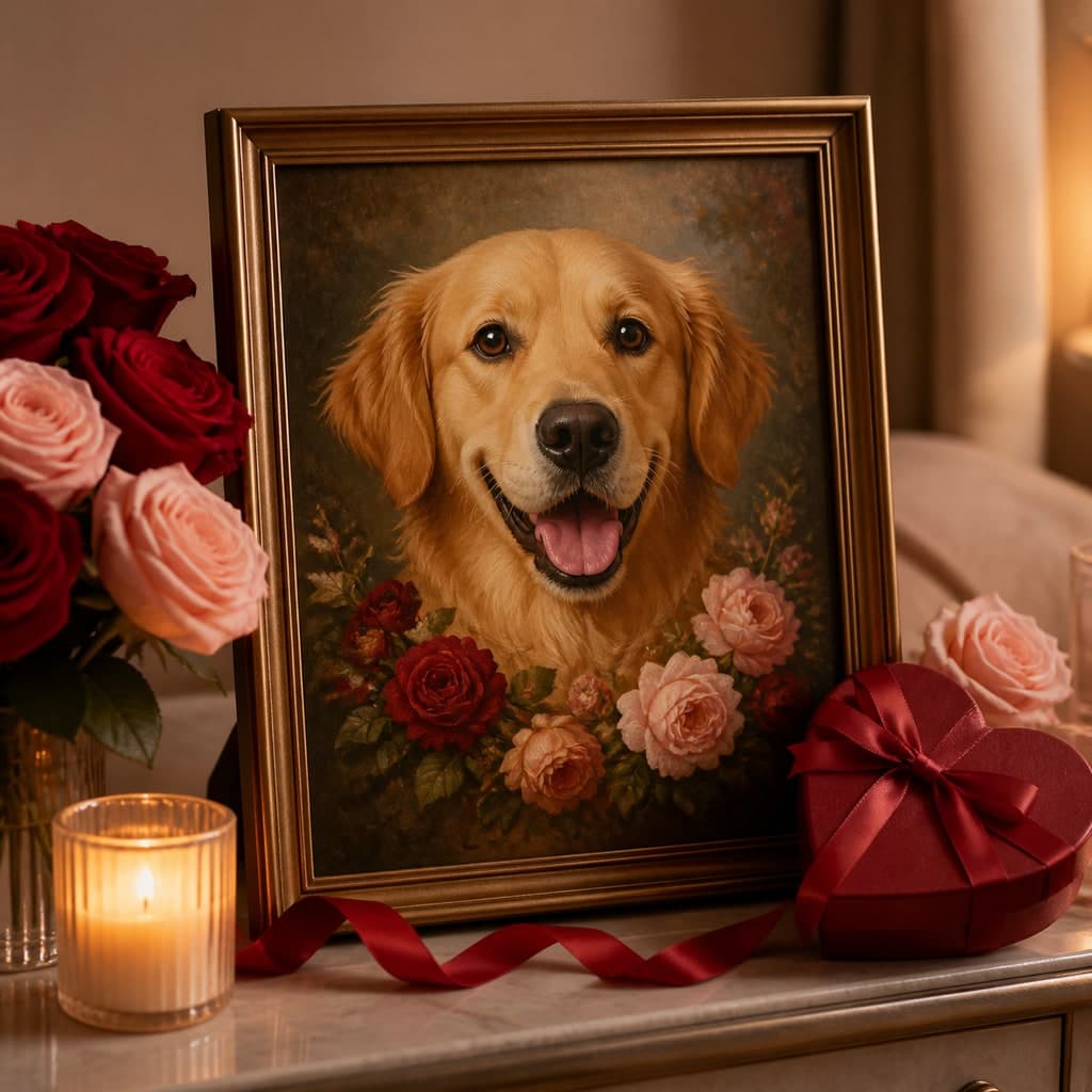 Valentine's Day custom pet portrait gift inspiration