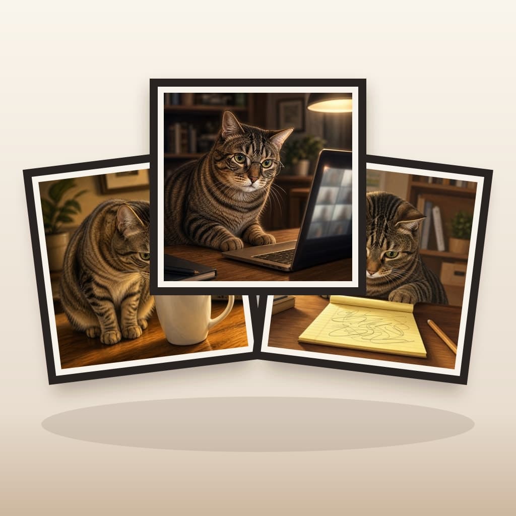 Three coordinated Work From Home custom pet wall art panels
