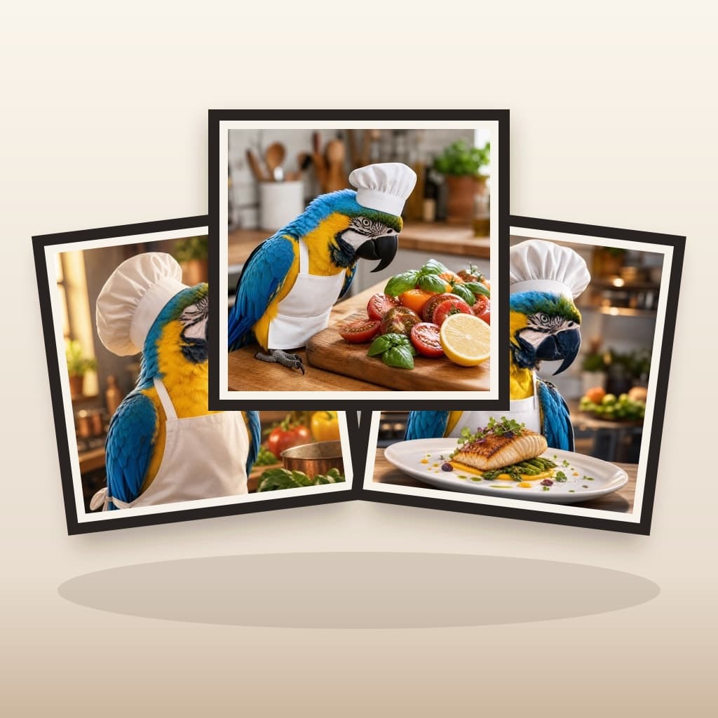 Three coordinated Sous Chef custom pet wall art panels