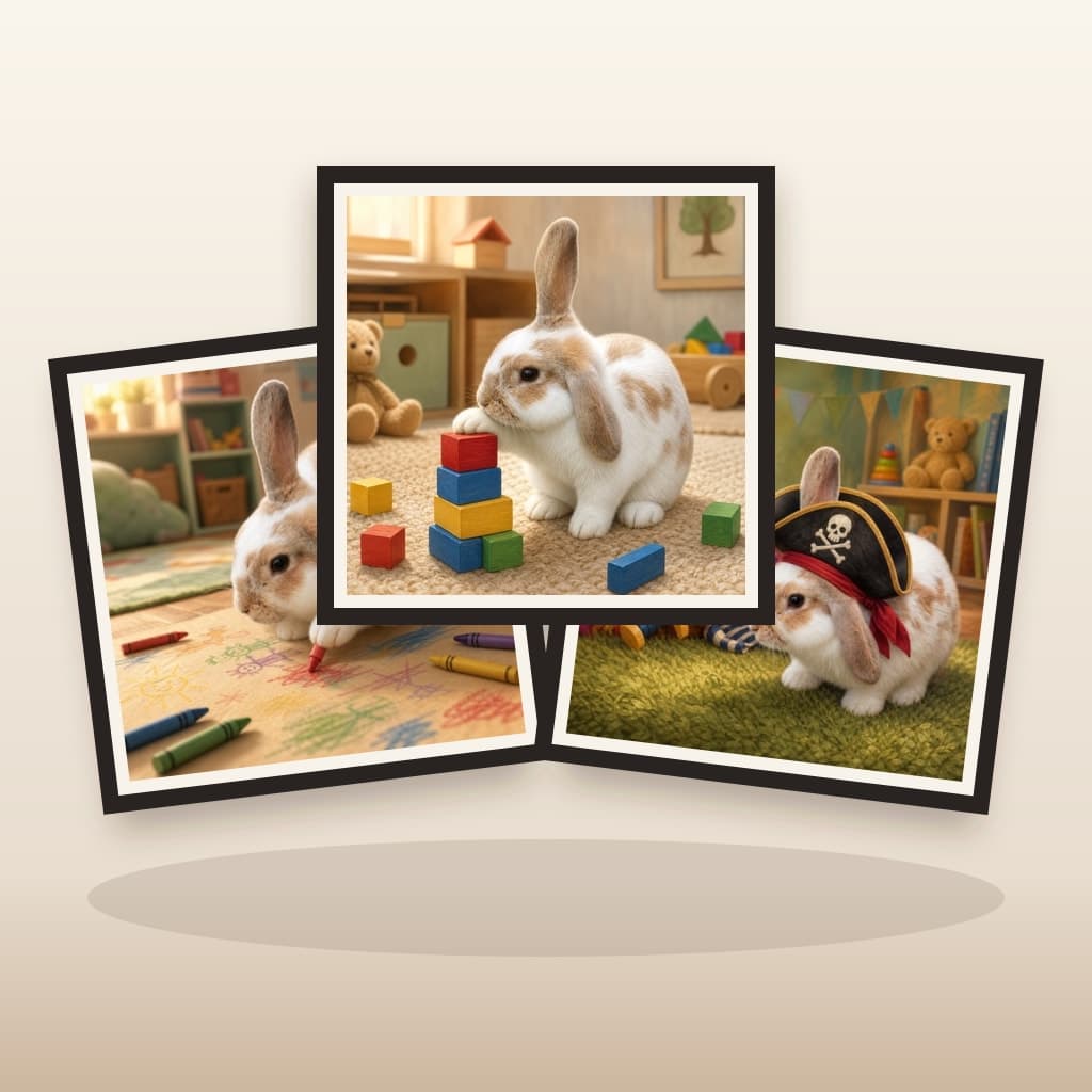 Three coordinated Playtime custom pet wall art panels
