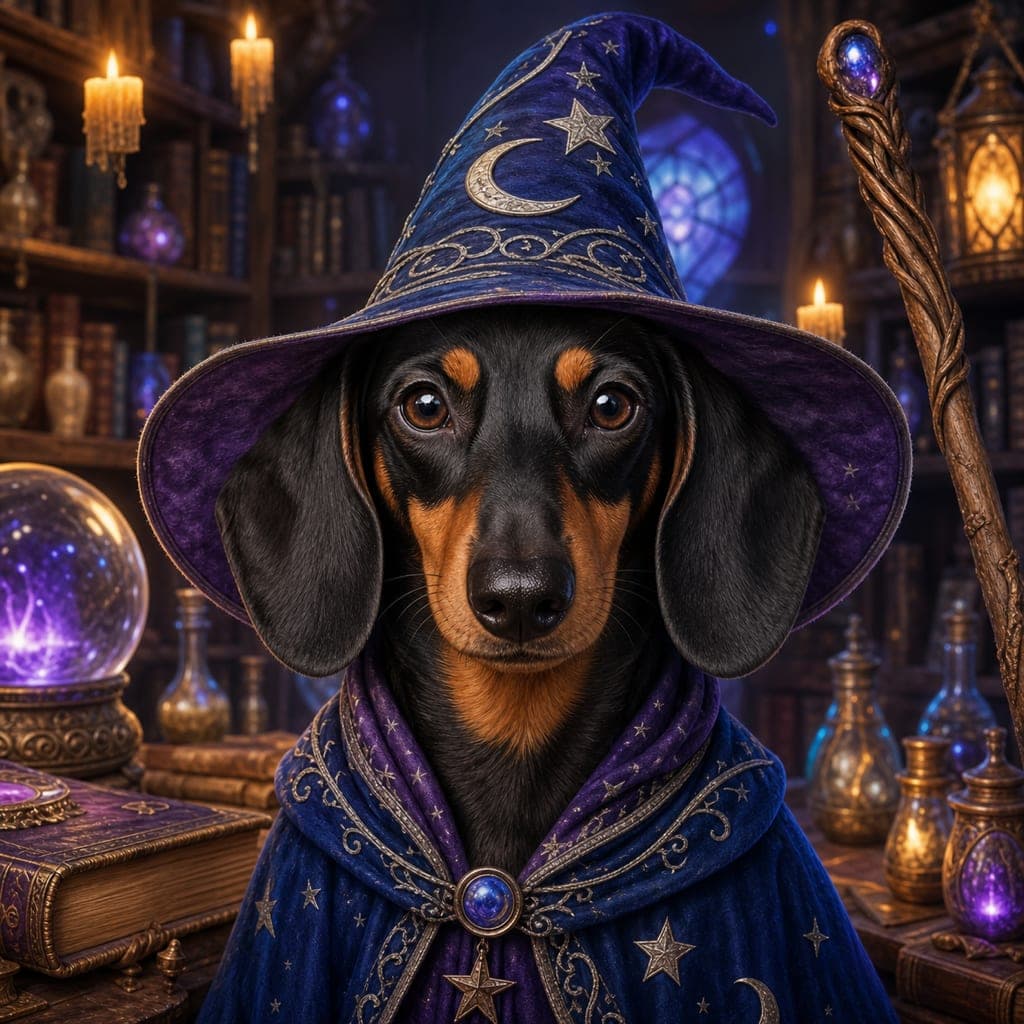 Custom AI portrait of a Dachshund