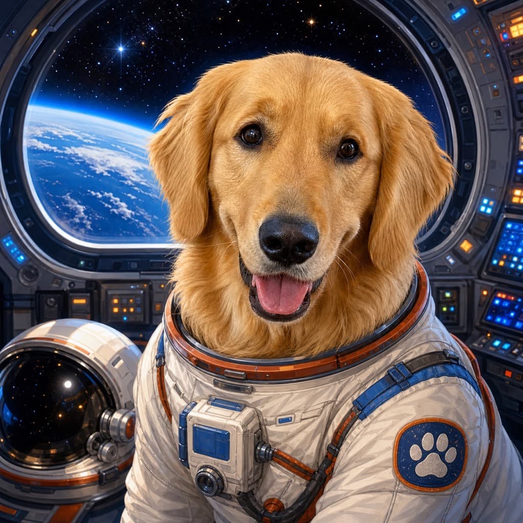 Astronaut pet portrait example