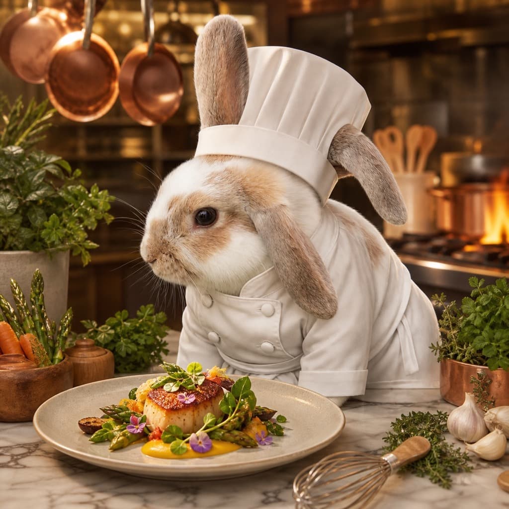 Rabbit as a chef — AI pet portrait example