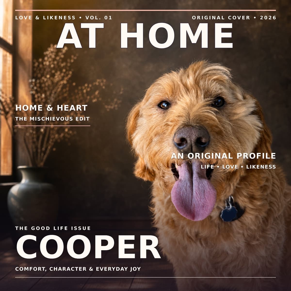 Dog as a magazine cover — AI pet portrait example