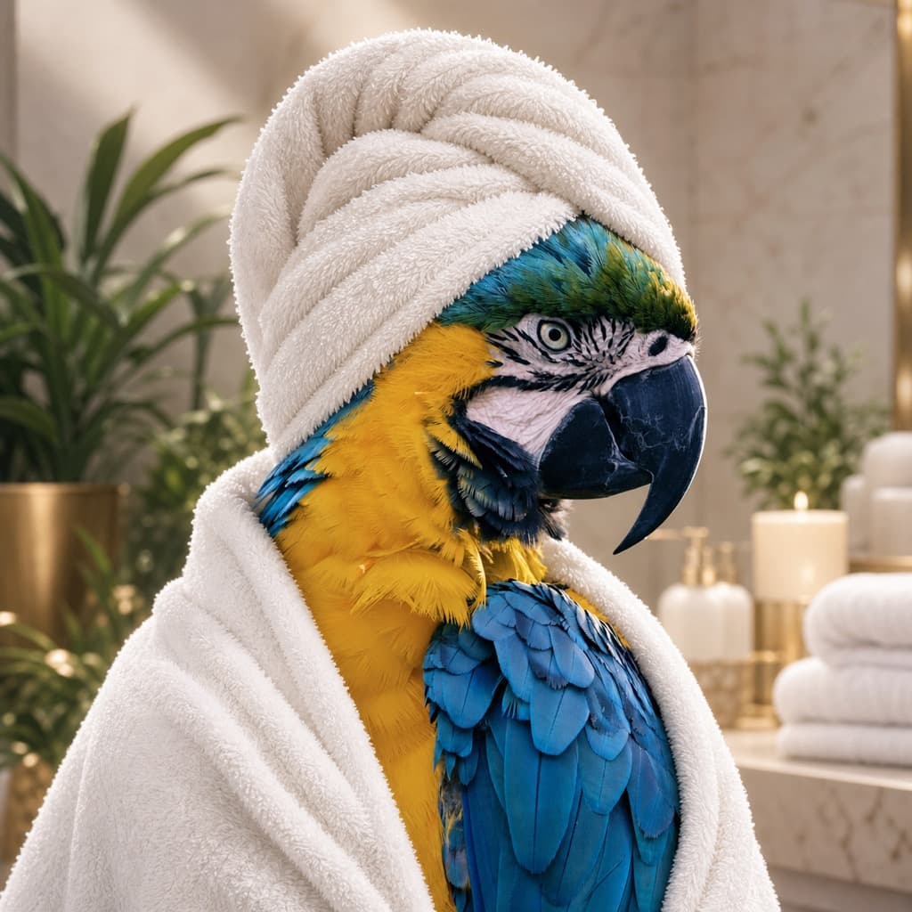 Bird as Bubble Suds — Bath Time wall art panel 2