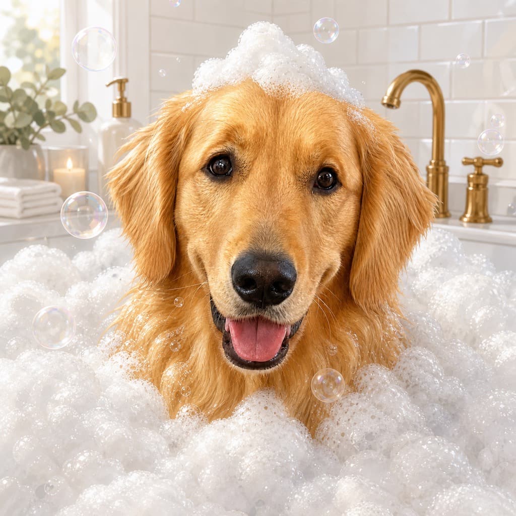 Bubble Suds pose option for Bath Time wall art