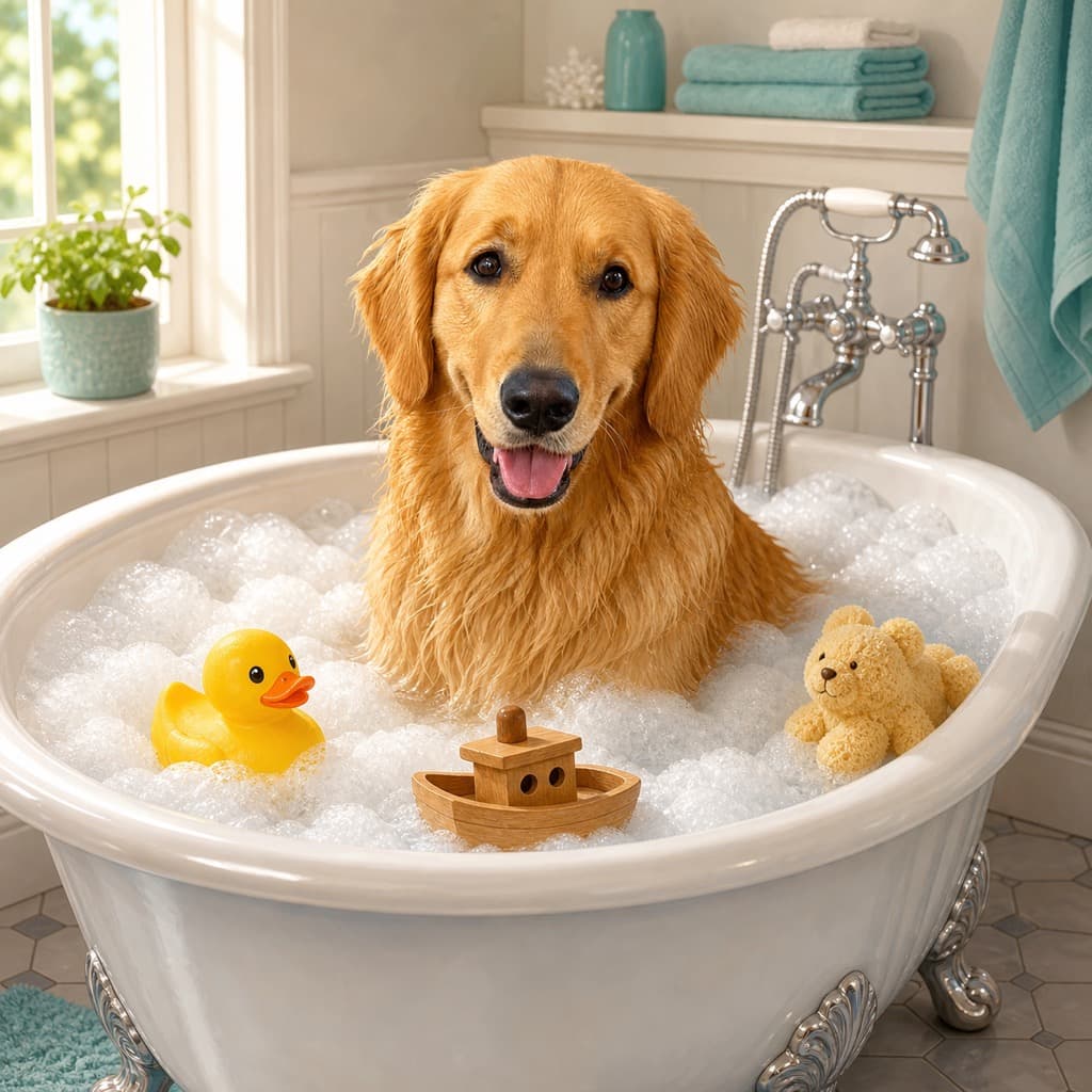 Bath Toy Pile pose option for Bath Time wall art