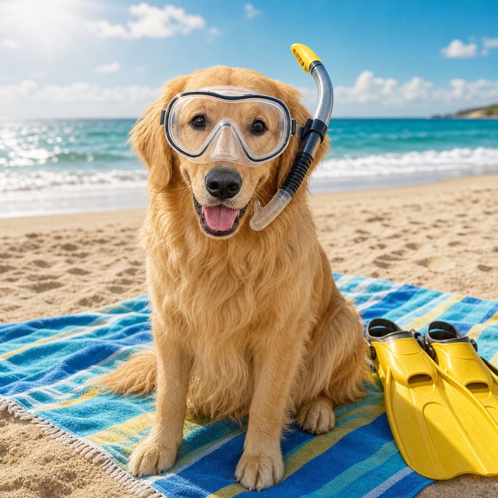 Snorkel Mask pose option for Beach House wall art