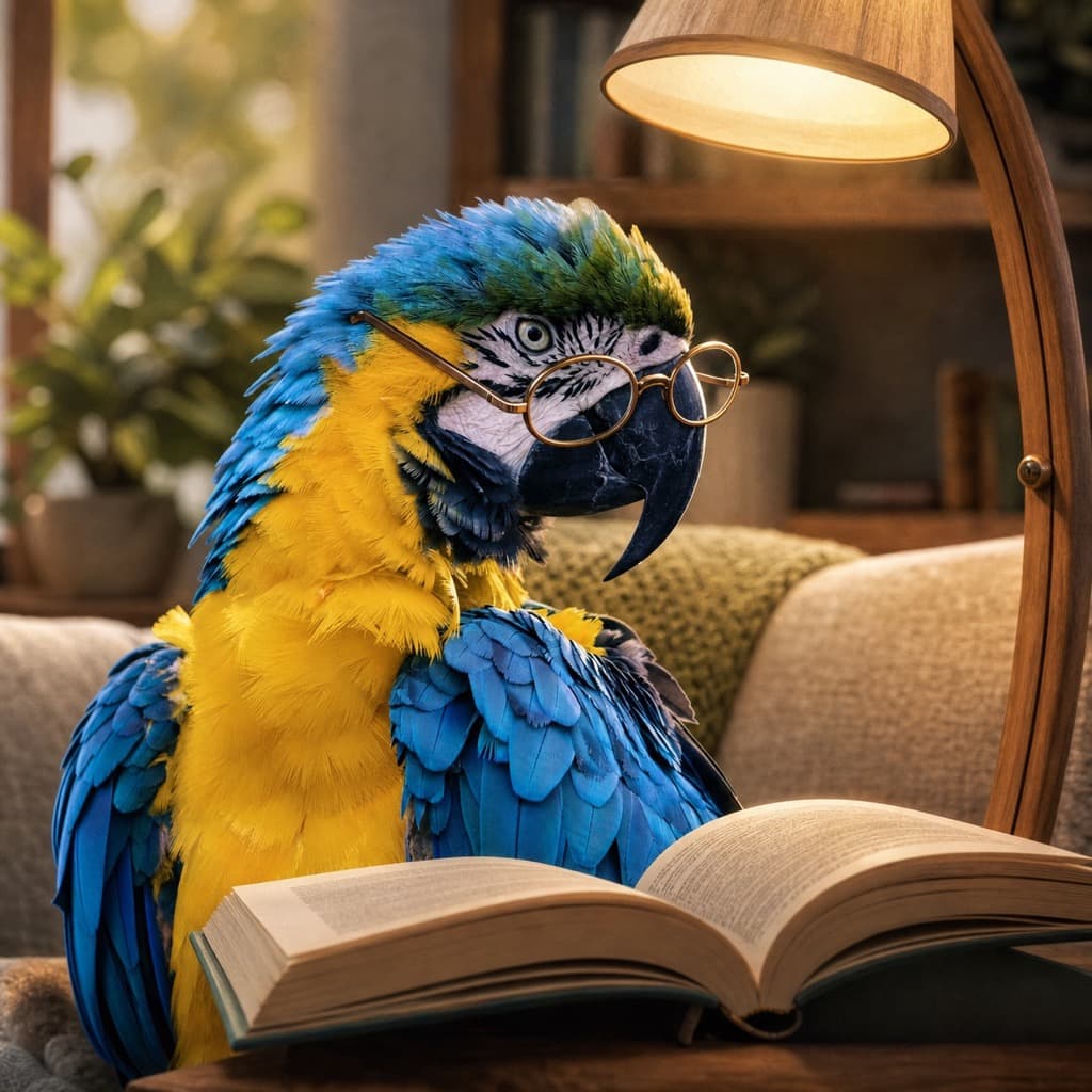 Bird as Book Club — Cozy Evening wall art panel 2