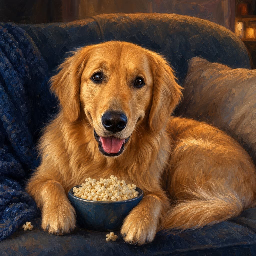 Movie Night pose option for Cozy Evening wall art