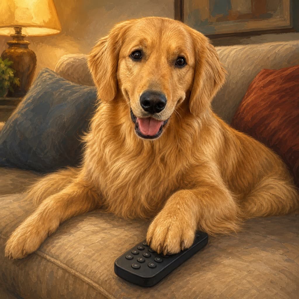 Remote Control Guard pose option for Cozy Evening wall art