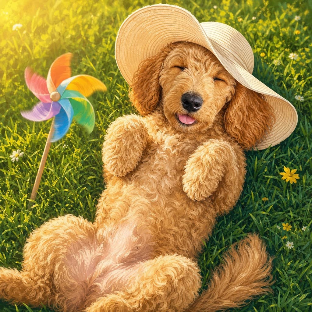 Sunhat Sunbather pose option for Garden Party wall art
