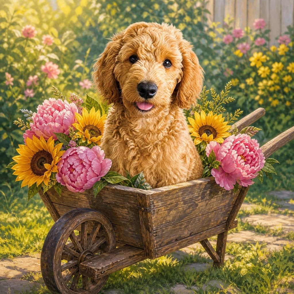 Wheelbarrow Ride pose option for Garden Party wall art
