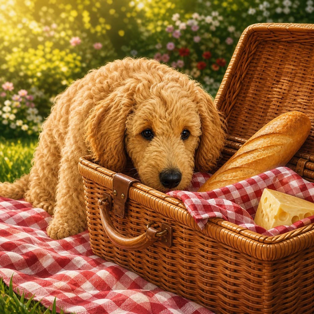 Picnic Basket Snoop pose option for Garden Party wall art