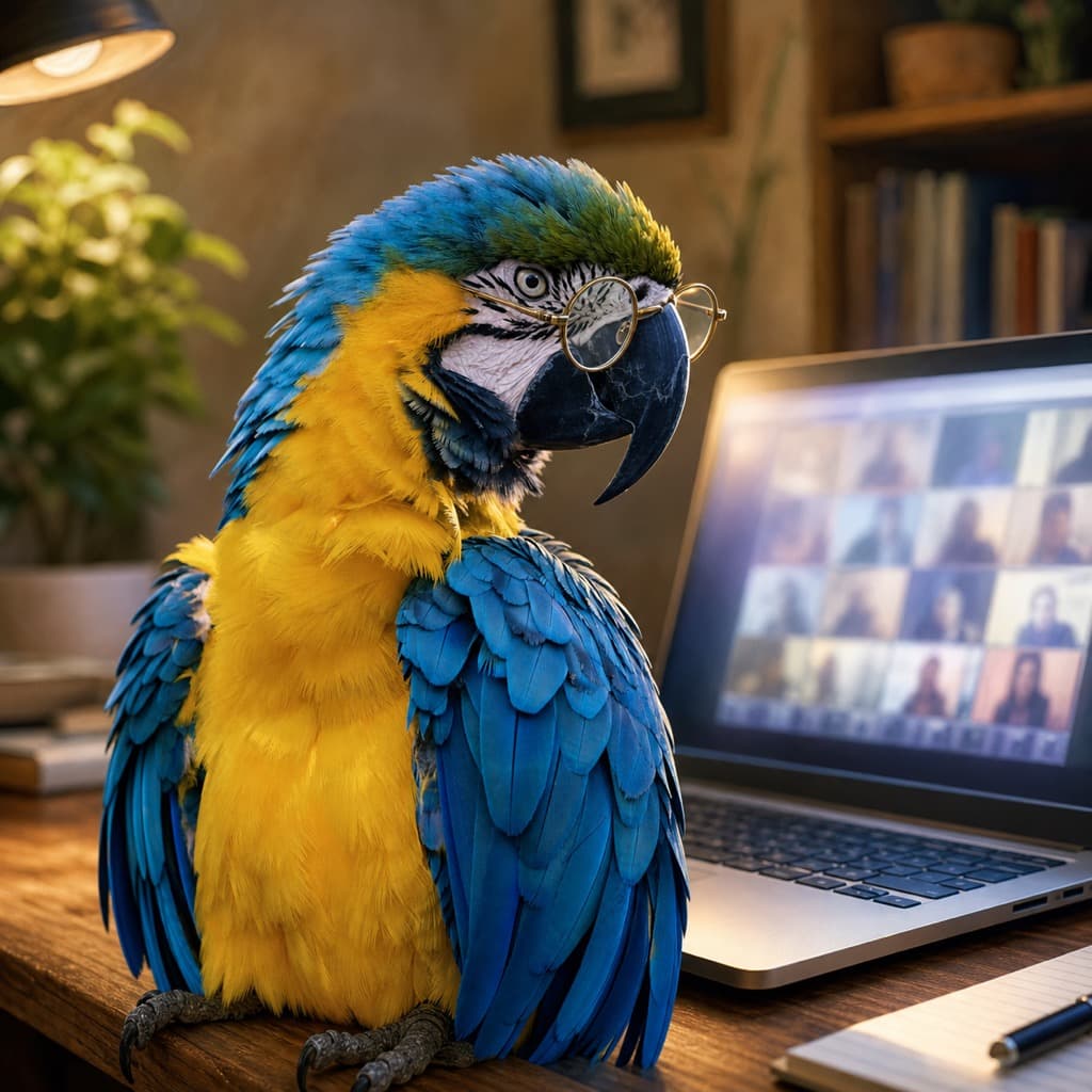 Bird as On a Call — Work From Home wall art panel 1
