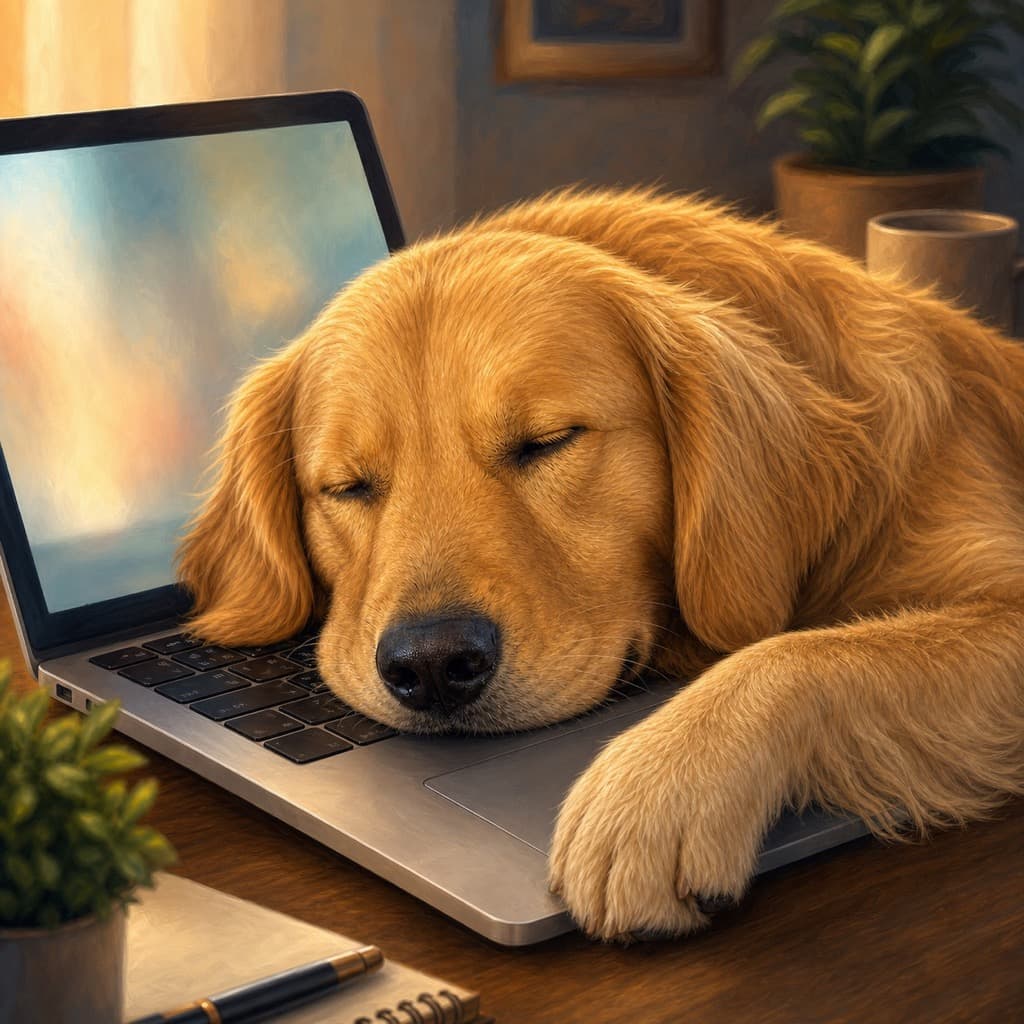 Keyboard Nap pose option for Work From Home wall art