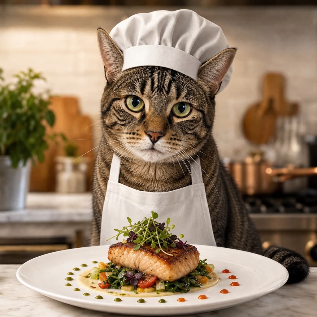 Cat as Plating Up — Sous Chef wall art panel 3