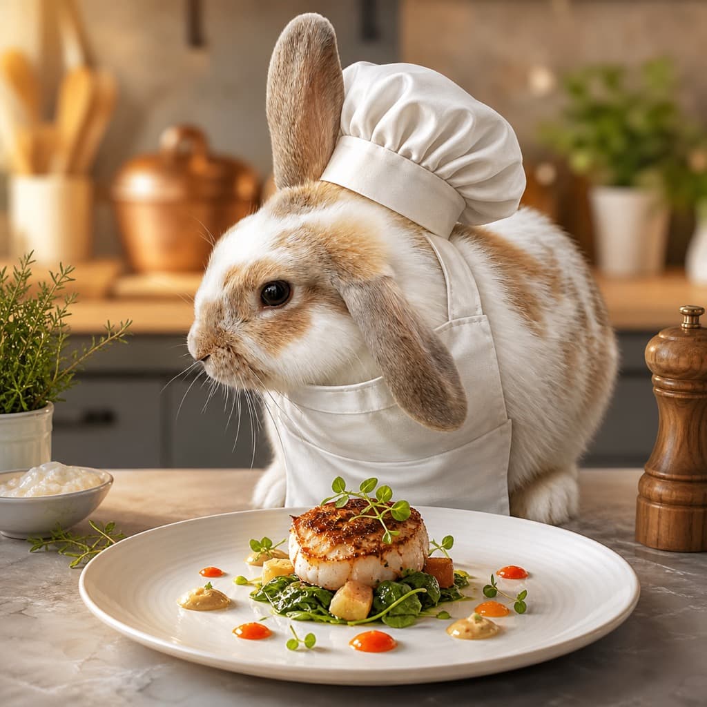 Rabbit as Plating Up — Sous Chef wall art panel 3