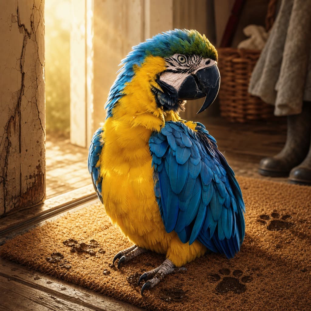 Bird as Muddy Paws — Welcome Home wall art panel 1