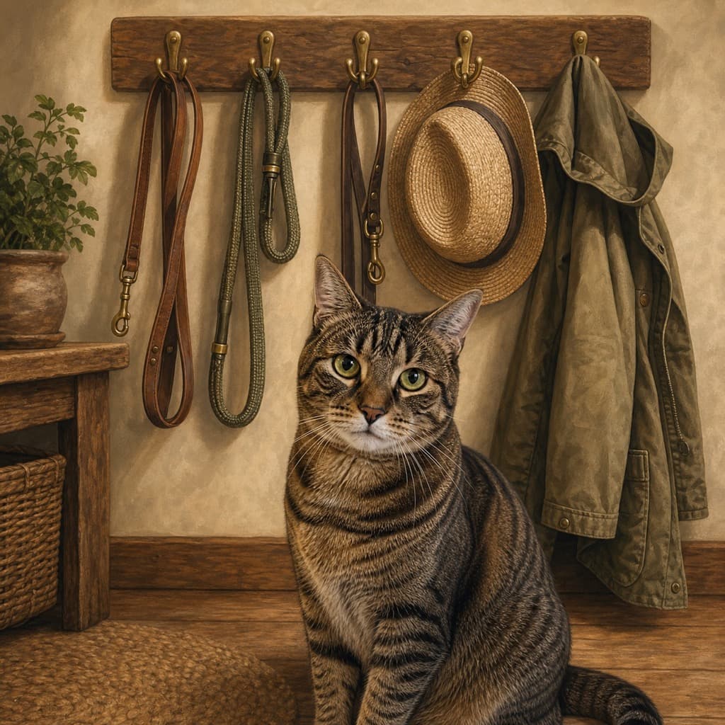 Cat as Leash Rack — Welcome Home wall art panel 2