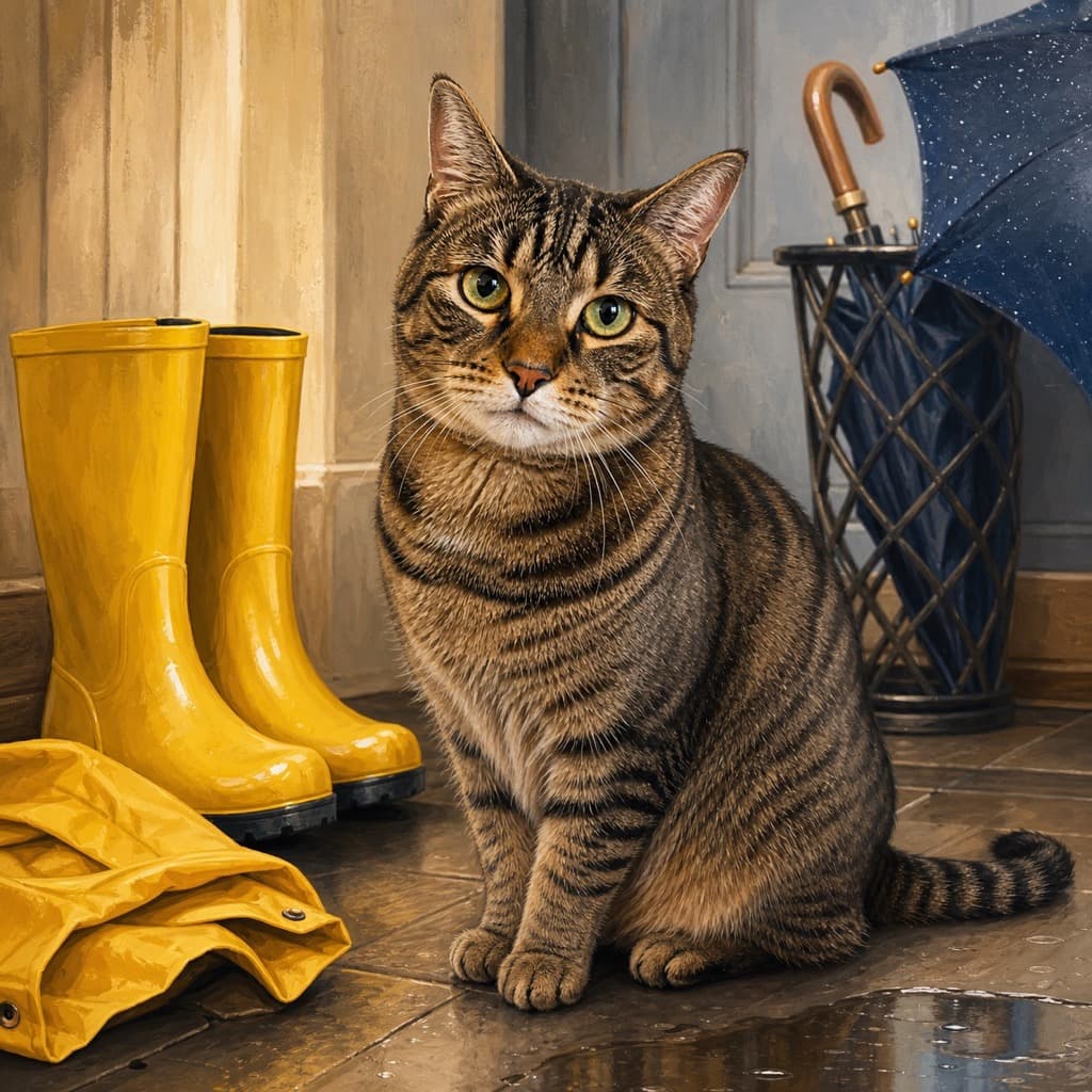 Cat as Rain Boots — Welcome Home wall art panel 3
