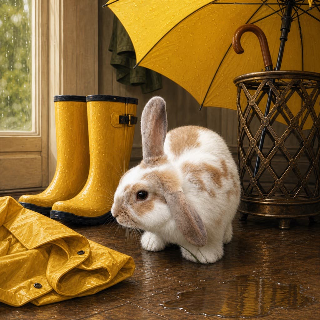 Rabbit as Rain Boots — Welcome Home wall art panel 3