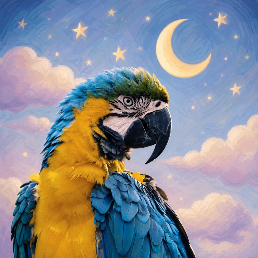 Bird as Starry Mural — Storybook wall art panel 2