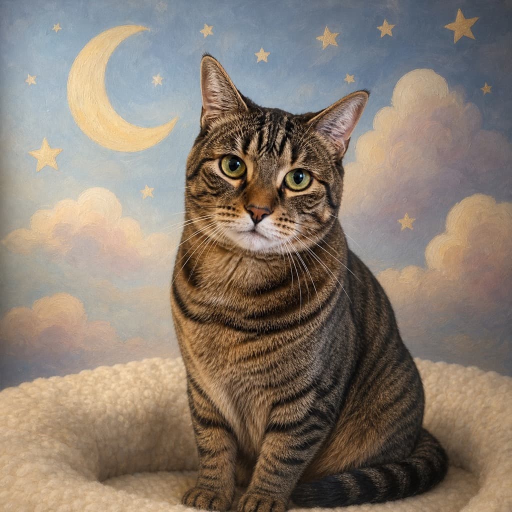 Cat as Starry Mural — Storybook wall art panel 2