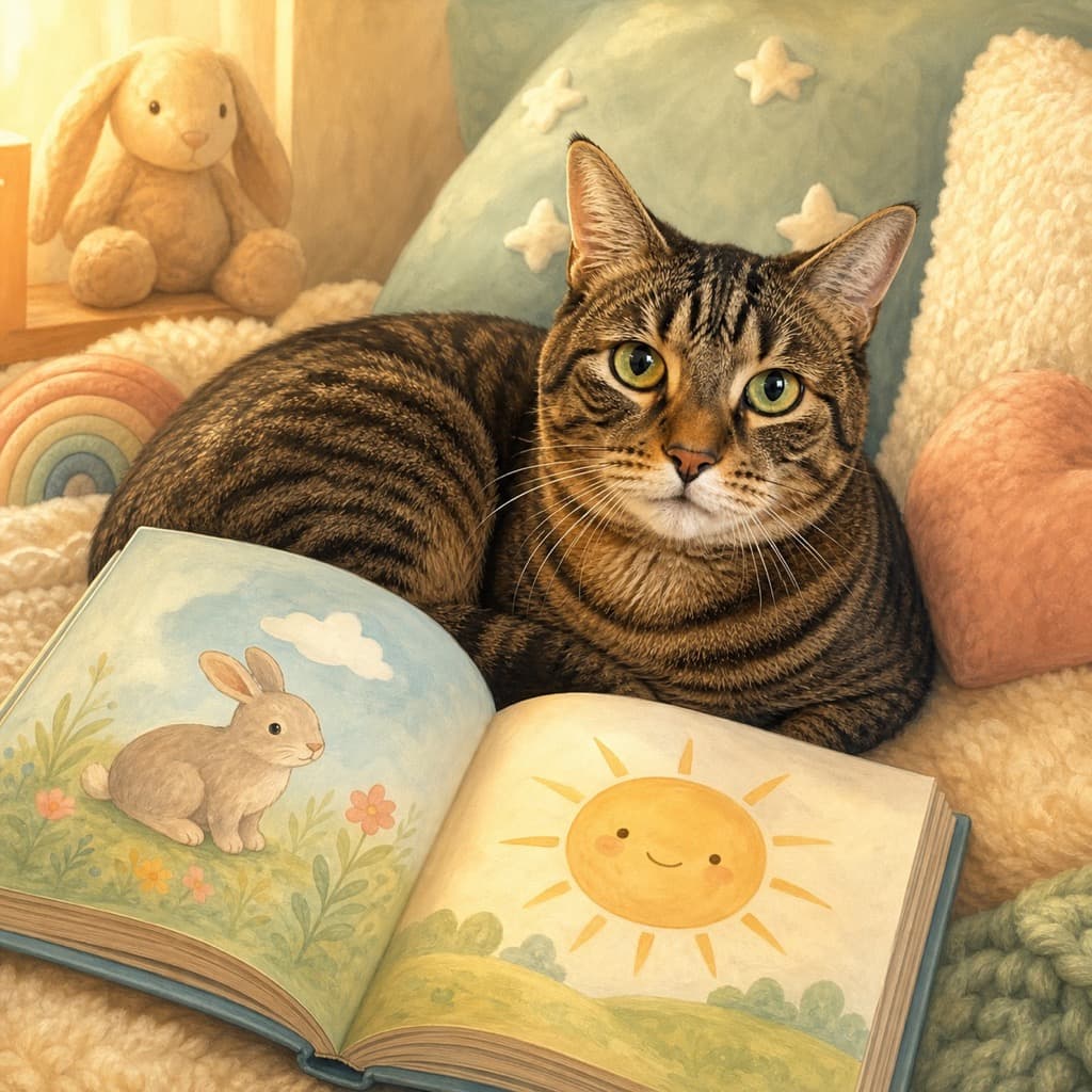 Cat as Storytime — Storybook wall art panel 3
