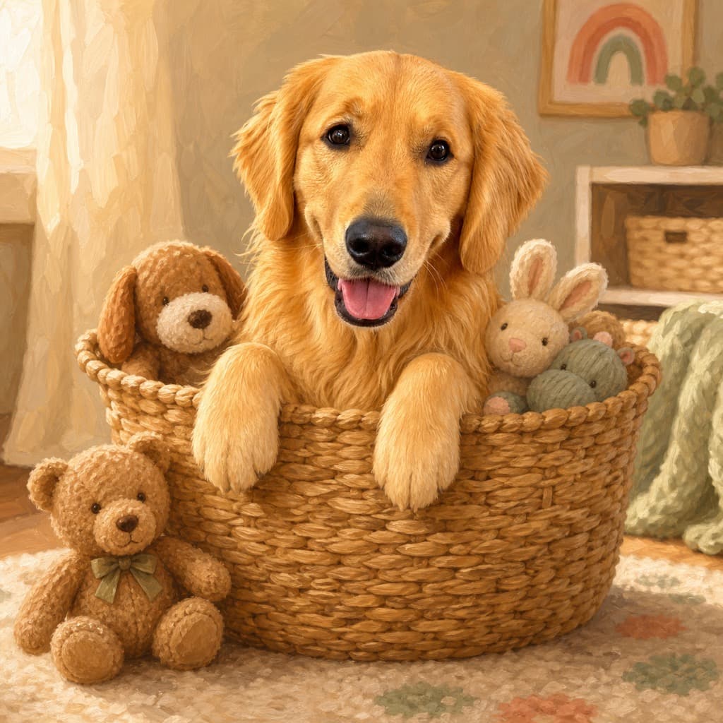 Toy Basket Peekaboo pose option for Storybook wall art