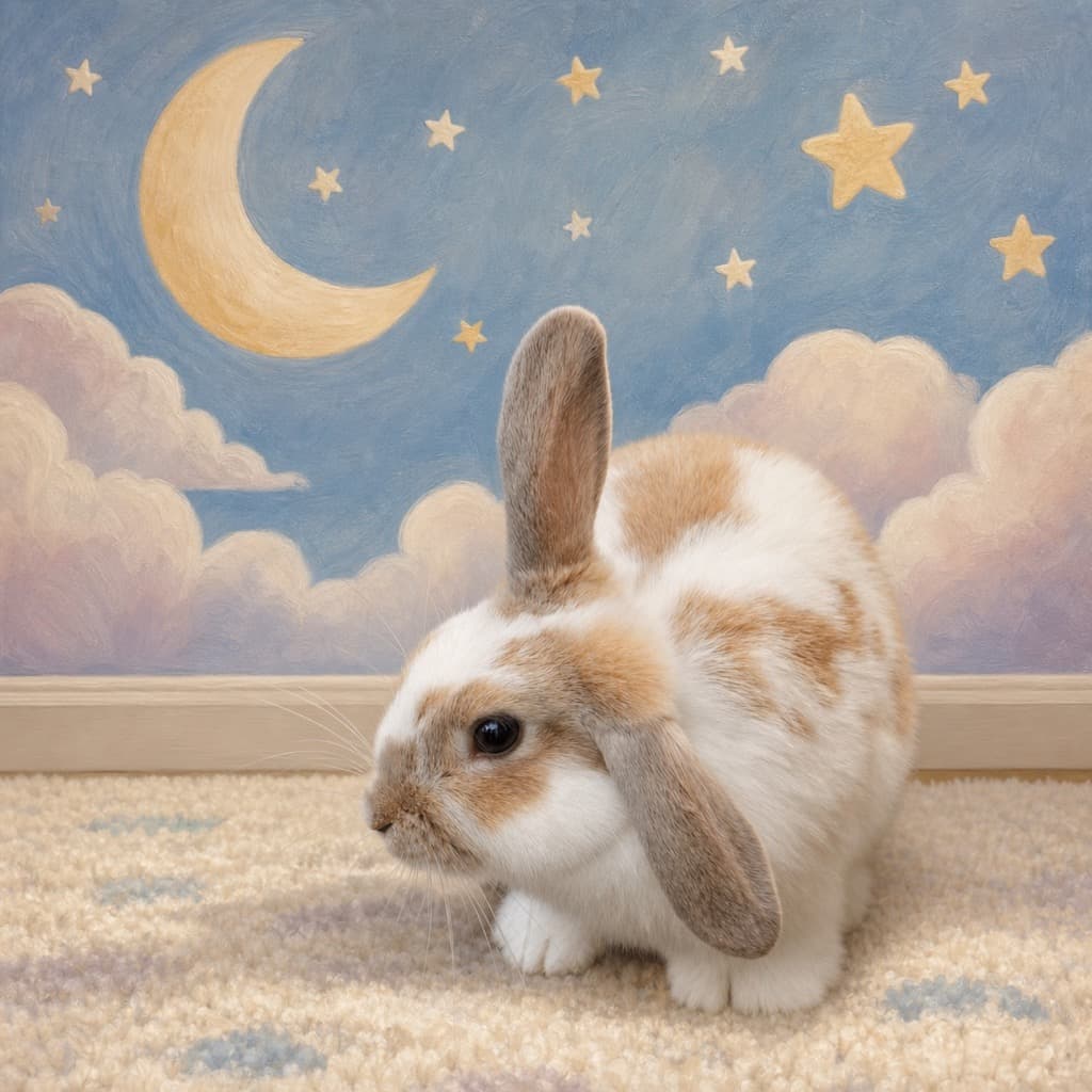 Rabbit as Starry Mural — Storybook wall art panel 2