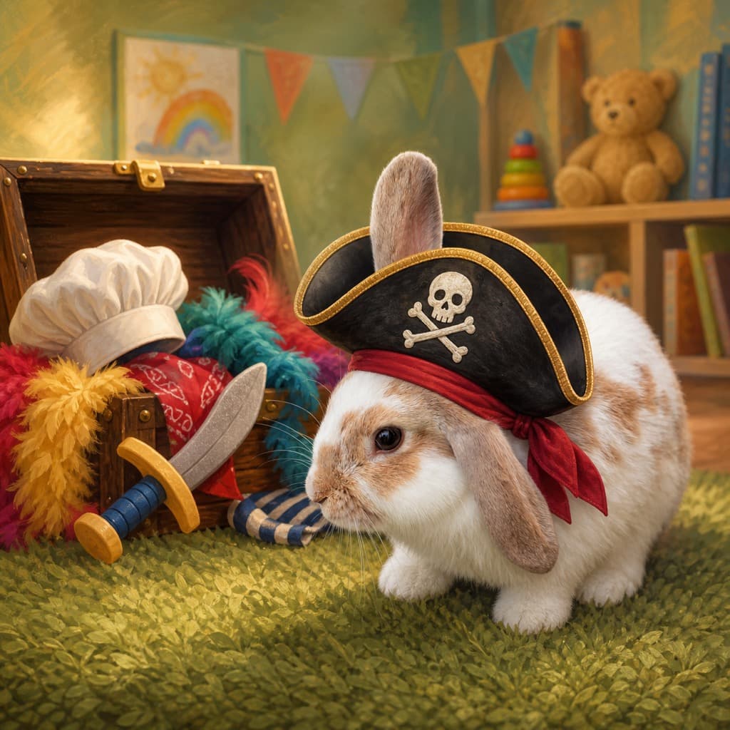 Rabbit as Dress Up — Playtime wall art panel 3