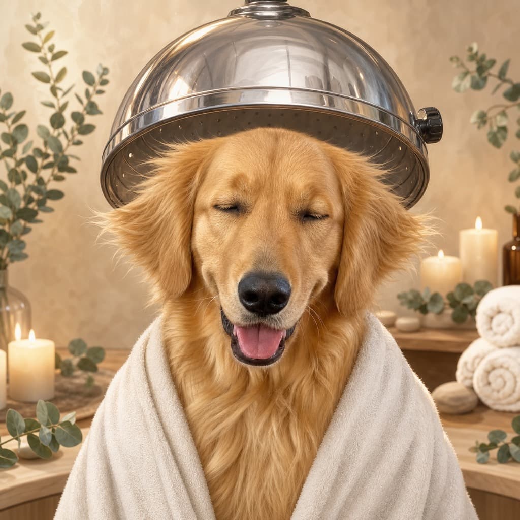 Hair Dryer Bliss pose option for Spa Day wall art