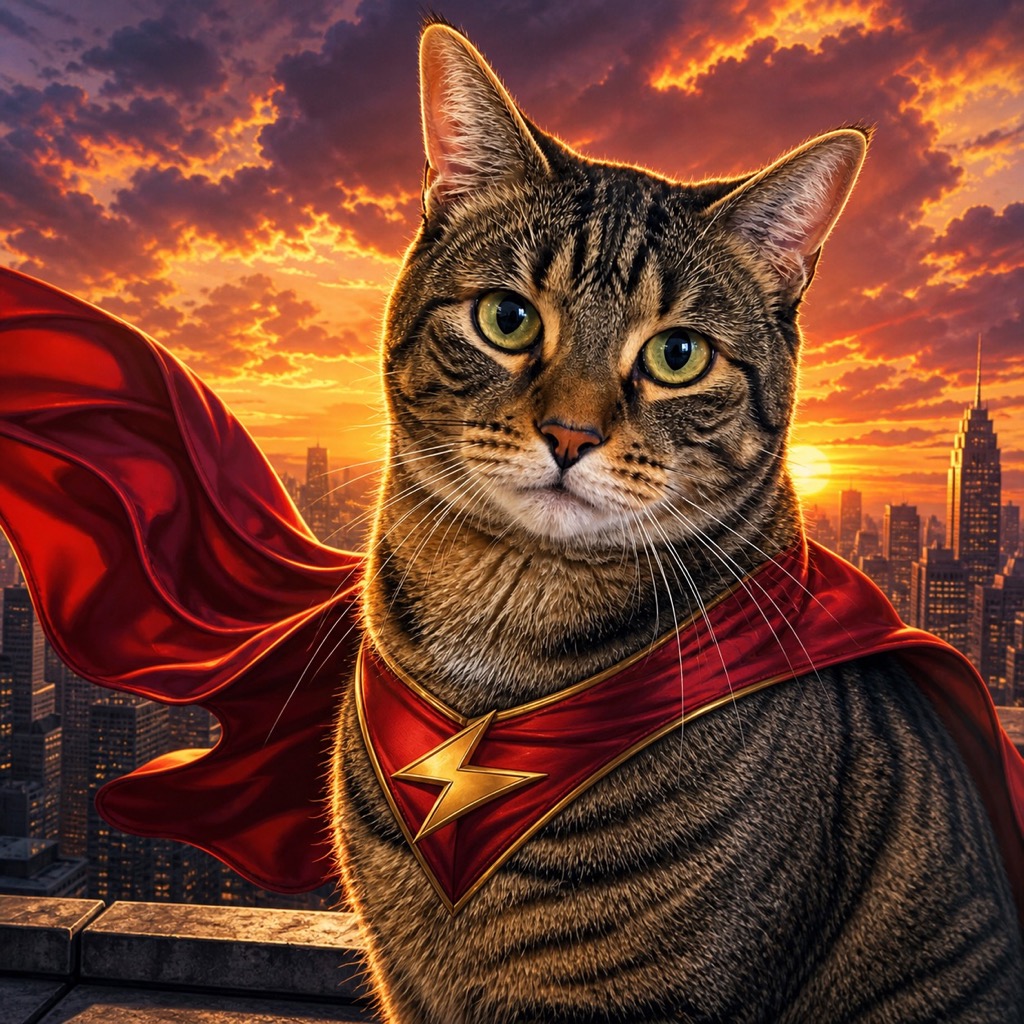 Comic Book Hero pet portrait example 2