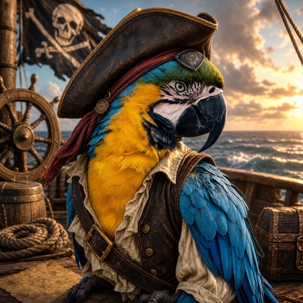 Pirate pet portrait example 4