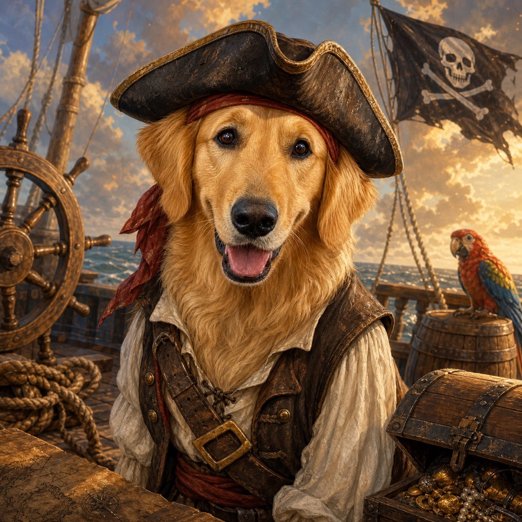 Pirate pet portrait example 1