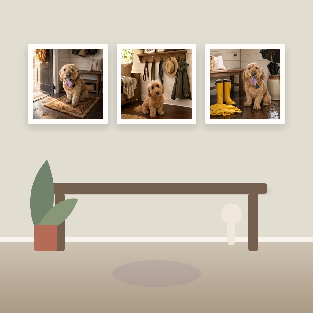 Custom Pet Mudroom Wall Art — 3-panel pet wall art set